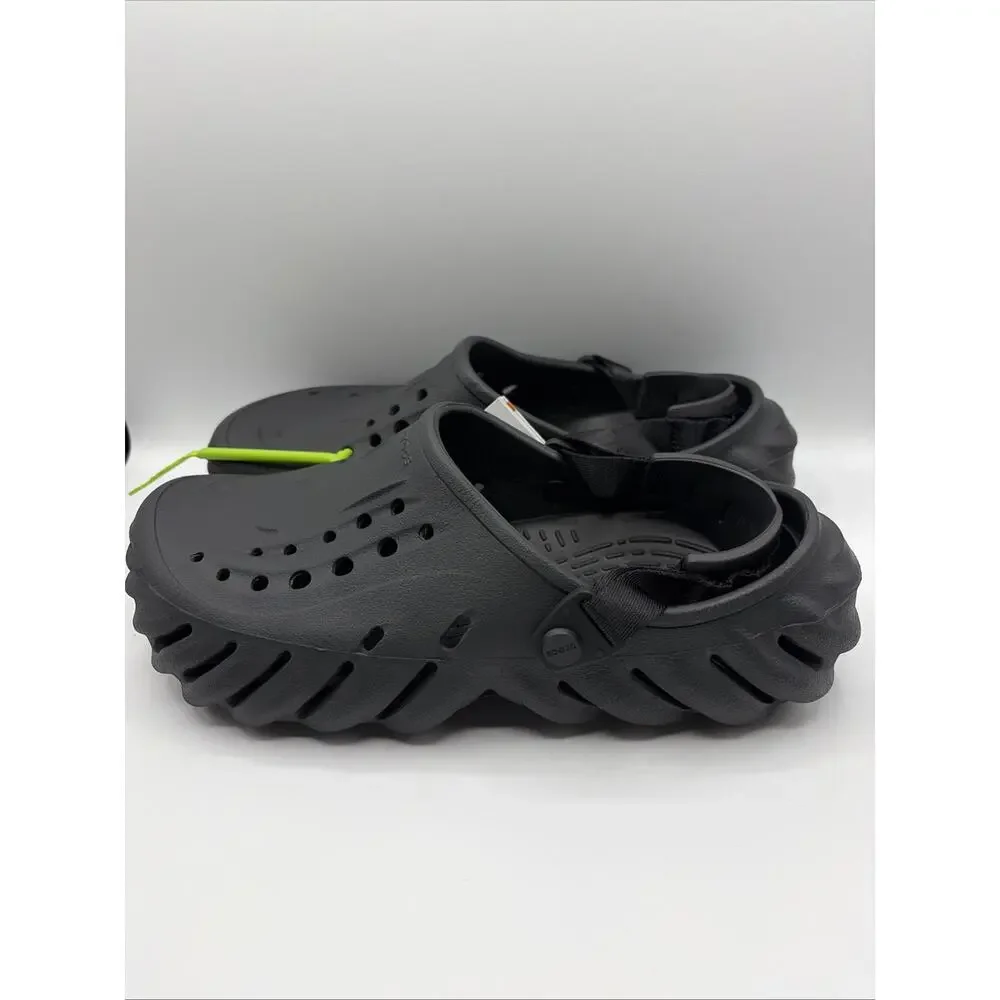 Crocs Echo Clogs Mules 207937 US Sz M 9 W 11 Black Slip On Comfort Sandals NWT
